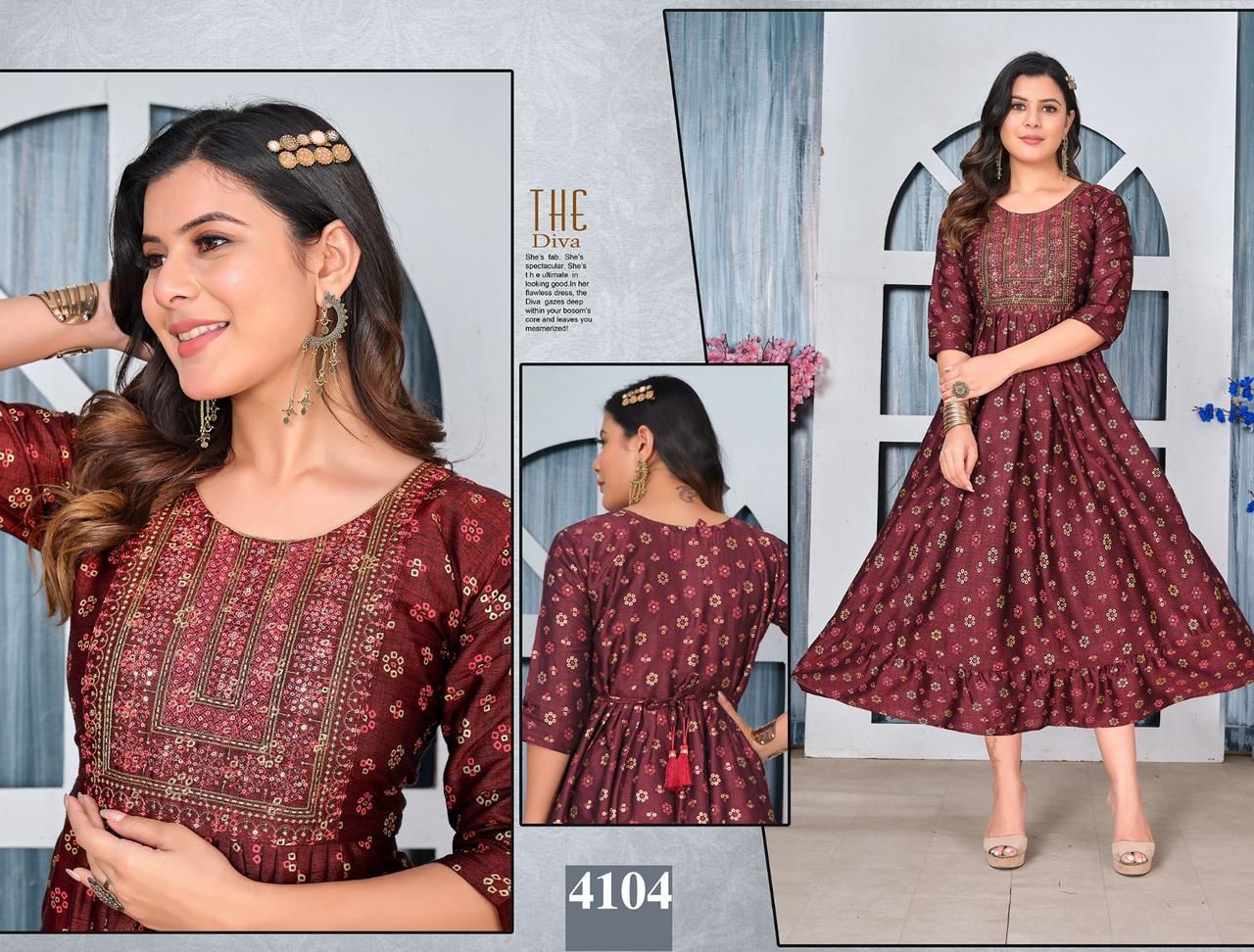 Golden Beautiful Look Vol 1 Anarkali Kurtis Catalog
